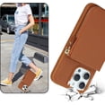 thumbnail image 3 of iPhone 14 pro Phone case Wallet with Zipper Card Holders for Women, iPhone 14 pro Case Wallet with Credit Card with Ring Kickstand Zipper Stand Case for iPhone14pro - Brown, 3 of 8