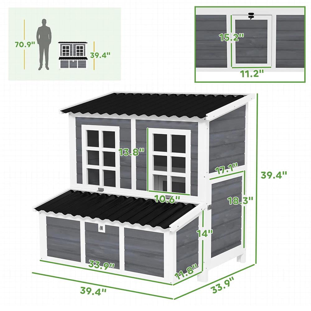 GVN Chicken Coop, Pet Hutch, Hen House,Chicken Coop with Nesting Box, Pull-Out Tray, Waterproof Roof, 39" Chicken House, Rabbits