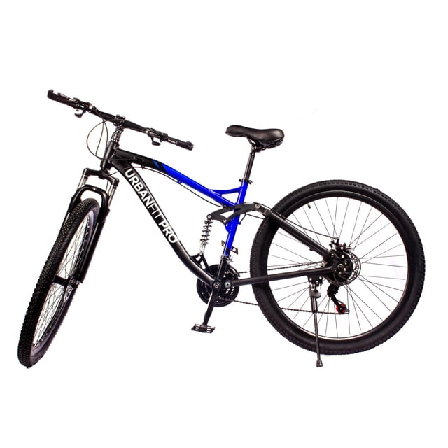 Bicicleta de Montaña UrbanFit Pro R29 Aluminio 21v Componentes Shimano Freno a Disco Suspensión Delantera azul 29