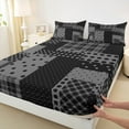 thumbnail image 3 of Manfei Geometric Circle Dot Full Size Sheets,Cute Polka Dot Bed Sheets,Gray Black Plaid Sheet Sets For Girls,Ultra Soft Home Decor,4 Pieces, 3 of 7