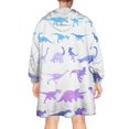 thumbnail image 2 of Wearable Oversized Blanket,Colorful Gradient Dinosaurs Silhouettes Galaxy Pattern Wearable Blanket Hoodie for Adults,Cozy Hooded Blankets with Super Pockets,Super Warm Fuzzy Pullover for Women & Men, 2 of 6