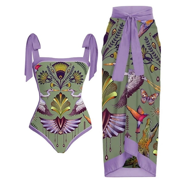 Traje De Baño Damas 2 Piezas De Traje De Baño Atlético De Playa Para Mujer A La Moda Con Vestido Para Accesorios Femeninos (Púrpura L) Tmvgtek Para Estrenar