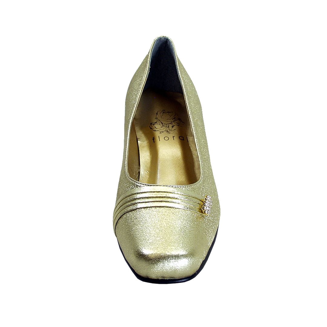 FLORAL Audra Women's Wide Width Satin Upper Dress Pumps GOLD 5.5
