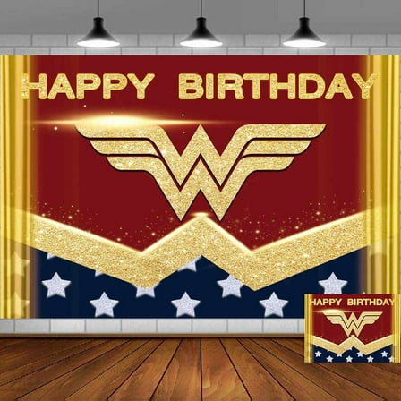 Wonder Woman Backdrop Banner Party Supplies Poster Movie Theme Background for Photography Kids Birthday Decorations