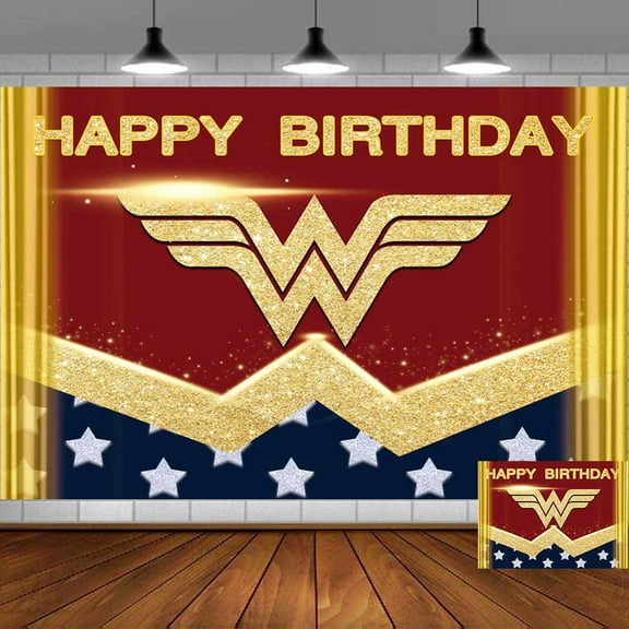 Wonder Woman Backdrop Banner Party Supplies Poster Movie Theme Background for Photography Kids Birthday Decorations