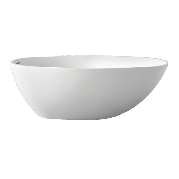 Kingston Brass VRTRS633022 63-Inch Solid Surface Egg Shaped Double Ended Freestanding Tub with Drain in Matte White