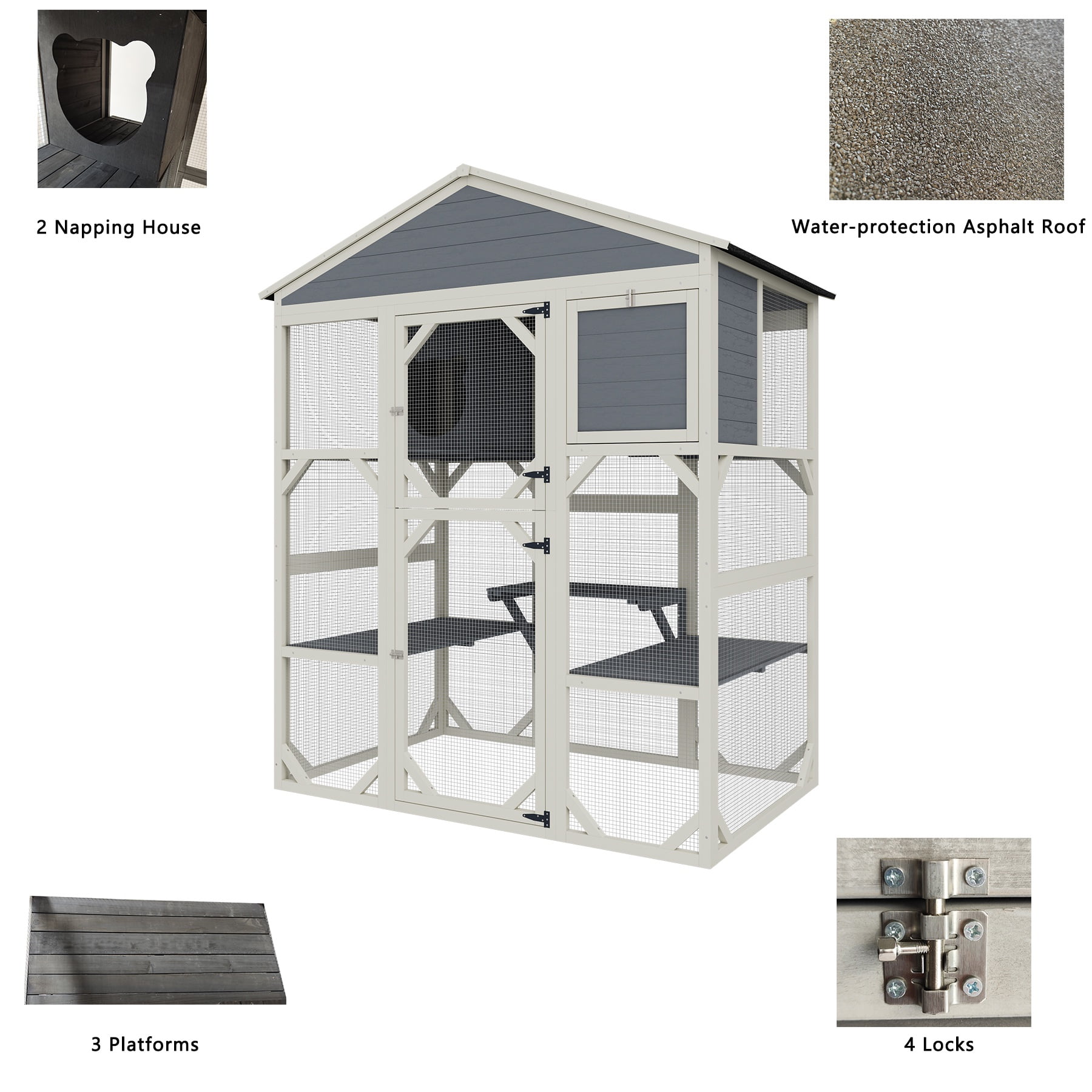 Catio Enclosure for Cars, Seizeen Outdoor Cat House Pet Cage Enclosure for Kitty w/Waterproof Roof, Platform