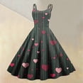 thumbnail image 2 of Valentines Day Sleeveless A-line Dress with Heart Print Adjustable Straps Lightweight Evening Prom Party Dress Wine XL, 2 of 5