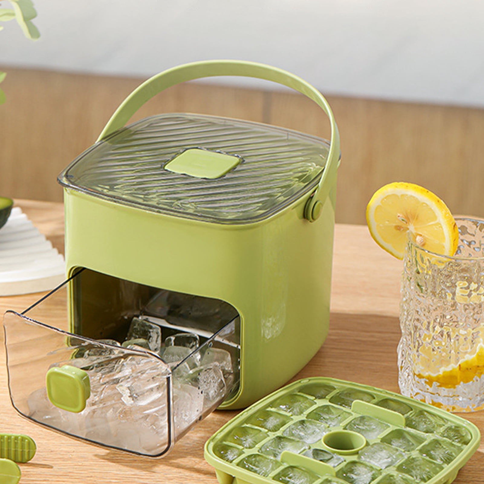 OIUR Press Ice Cube Tray Food-Grade PET Ice Mold Easy Release Large Capacity Ice Maker for Cocktails Juice Smoothies