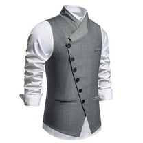 Aueoeo Mens Suit Waistcoat Fashion Dress Vests Lapel Collar Formal Herringbone Suit for Wedding Tuxedo With Pockets