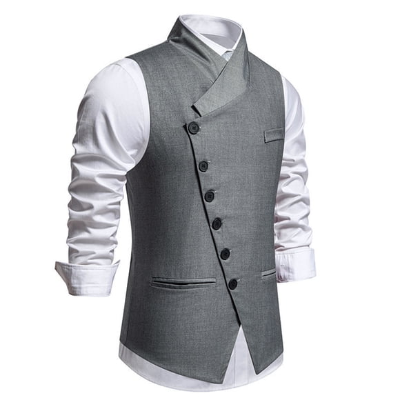 Weiqiqre Débardeur pour Homme Nouveau Blazer à Col en V avec Patte de Boutonnage Imprimée, Gilet Ajusté à Simple Boutonnage, Débardeur à Col en V, Gilet Tendance et Tendance, Taille P-2TG