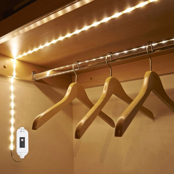 Motion Sensor Strip LED Counter Lights, Upgraded USB Operated LED Strip for Wardrobe Stair Pantry Under Cabinet Cupboard Bed Locker