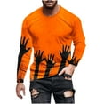 thumbnail image 2 of FDGIU Men's Halloween Graphic Tees Men Fashion Casual Print Sports Long Sleeves Round-Neck Blouses Shirts Casual Shirts, 2 of 5
