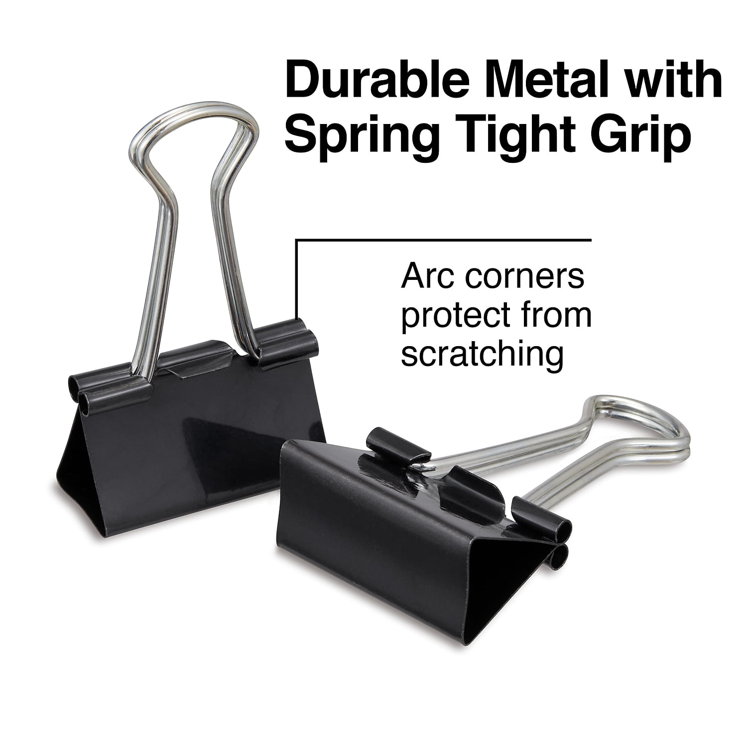 Staples Medium Binder Clips Bulk PK Blk 1 1/4" Size with 5/8" Capacity 144/PK 395200