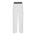 thumbnail image 5 of Full-Length High Waisted Cargo Pants for Women White Leisure Splicing Weekend Solid Color Tie Multi Pocket Trousers Outdoor Casual Sports Overalls Loose Sweat S, 5 of 5