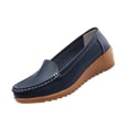 thumbnail image 2 of Miluxas Women's Comfortable Lightweight Leather Penny Loafers Slip-On Cute Business Casual Dress Shoes Work office Flats Everyday Walking Shoes Driving for Women Dark Blue 6.5(38), 2 of 8