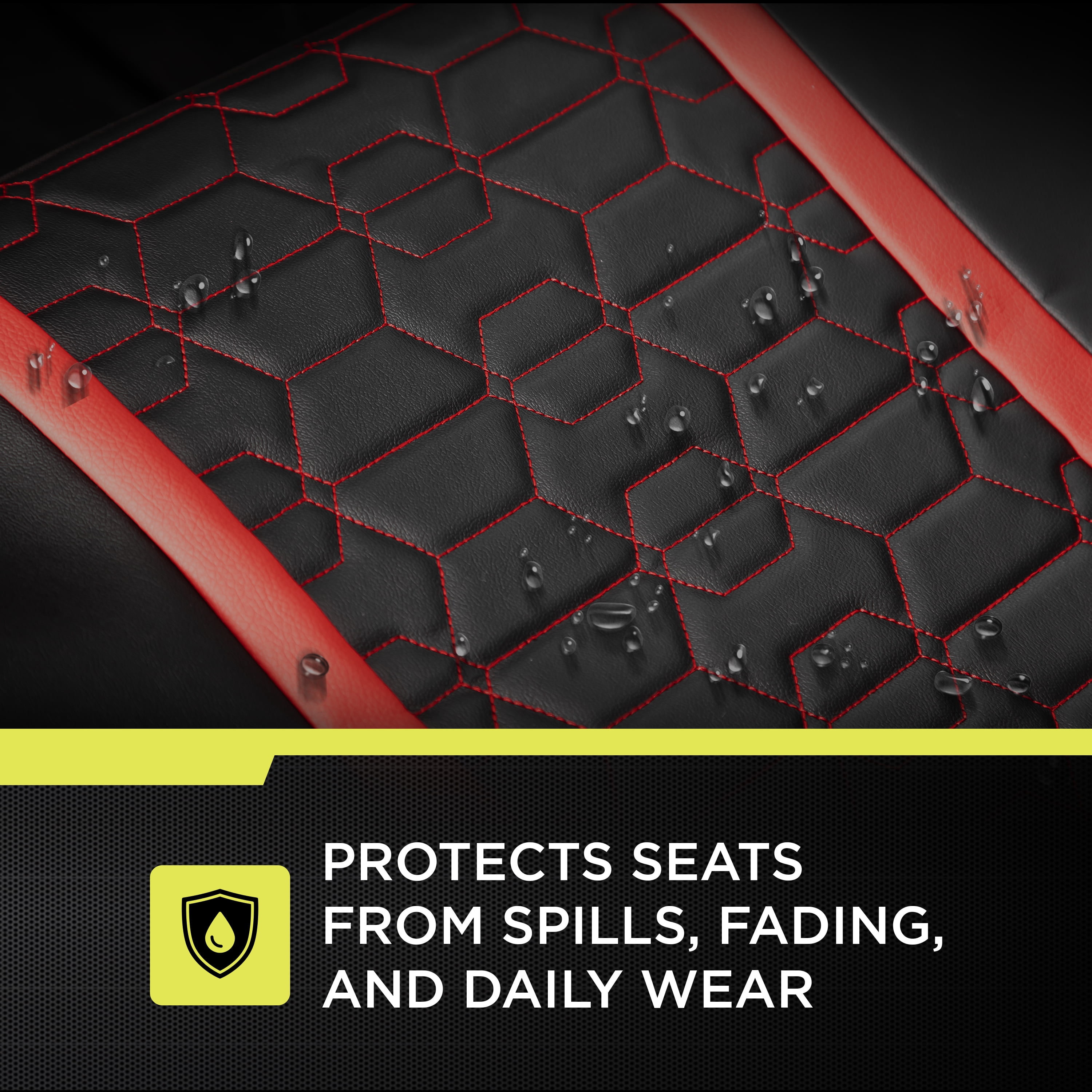 Auto Drive Racing Red Faux Leather Seat Cover for Most Cars, SUVs and Trucks. - 2 Pack, Universal fit
