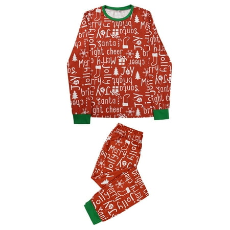 Multitrust Multitrust Family Matching Christmas Suit Round Neck Long Sleeve Patchwork Elastic Waistband Pajamas