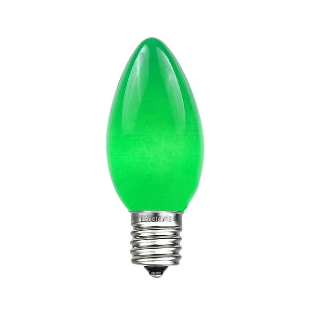 Novelty Lights 25 Pack C9 Ceramic Outdoor Christmas Replacement Bulbs, Green, E17/C9