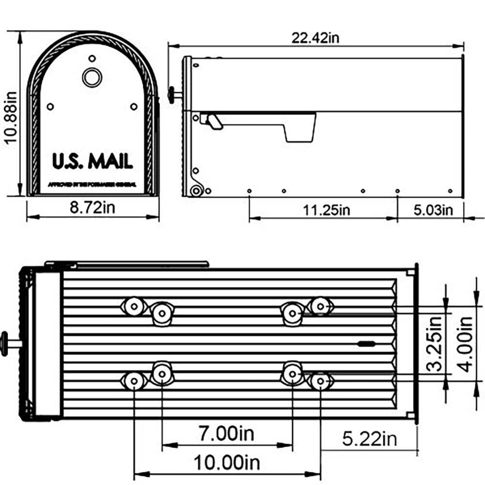 Gibraltar Mailboxes Edwards Large, Steel, Post Mount Mailbox, Black, EM160B00