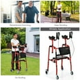 thumbnail image 5 of Goplus Folding Auxiliary Walker Rollator W/Brakes Flip-Up Seat Bag Multifunction, 5 of 11