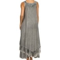 thumbnail image 2 of Sakkas Emma Relaxed Fit Scoop Neck Double Layered with Fringe Tank Dress - Grey - 3X/4X, 2 of 4