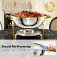 thumbnail image 5 of WARMOUNTS Gold Chafing Dish Buffet Set 2 Pack, 5QT Round Stainless Steel Chafers and Buffet Warmers Sets with Glass Lid & Lid Holder for Parties Catering Events, Polished & No Finger Cuts, 5 of 15