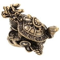 thumbnail image 3 of WRITWAA Vintage Golden Copper Dragon Turtle Statue, Metal Desktop Figurine for Home Office Decor, 3 of 7