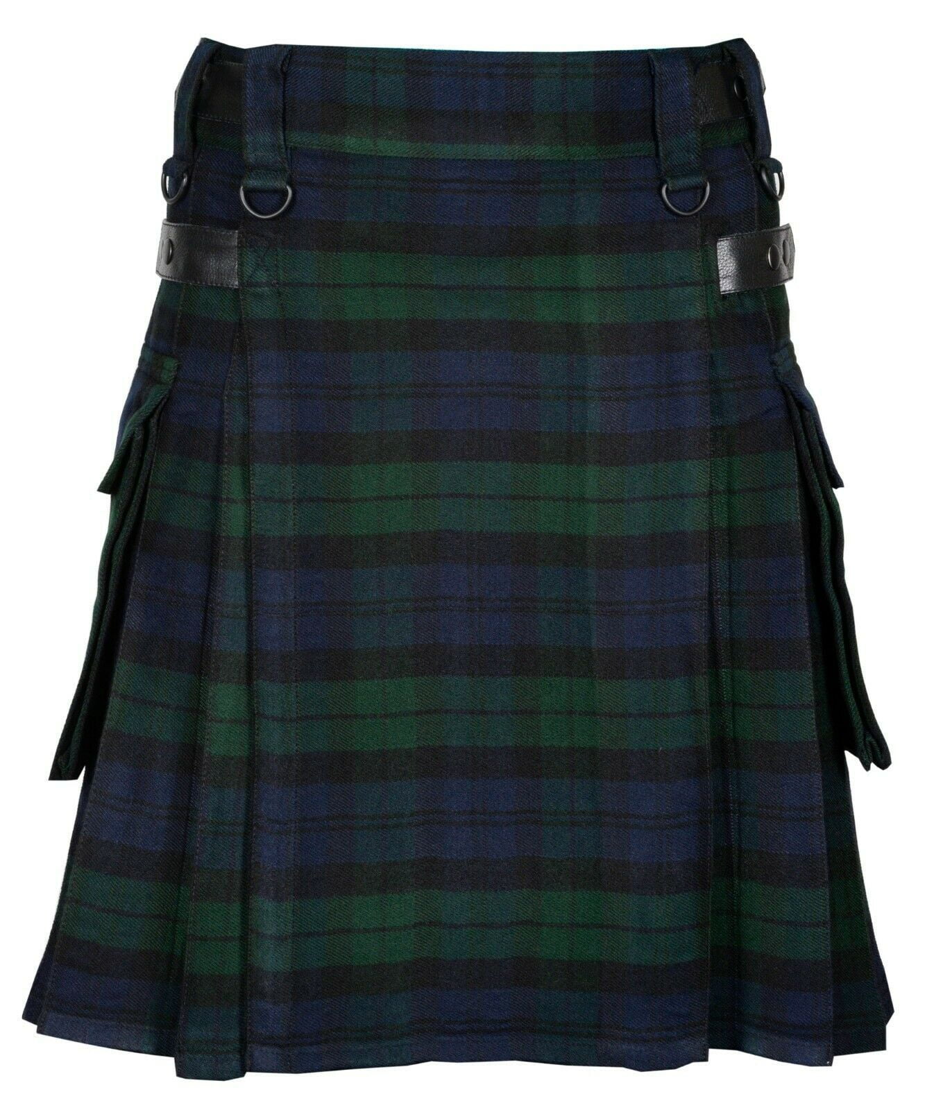 Scottish Kilt 8 Yards 16oz Black Watch Tartan Acrylic wool Kilts with