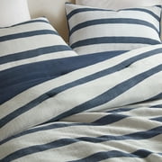 Regency Heights King/Cal King Comforter Set, Striped Texture Bedding Comforter Sets, 3 Pieces Tonal Stripes Woven Comforter with Pillow Sham, Blue