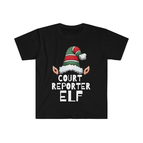Court Reporter Elf Unisex T-shirt, S-3XL Christmas Holidays Xmas Elves