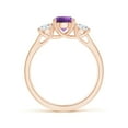 thumbnail image 2 of ANGARA Natural Classic Round Amethyst and Diamond Three Stone Ring in 14K Rose Gold for Women (Size-6mm) | February Birthstone, Birthday, Anniversary, Jewelry Gift for Women | Natural Amethyst Ring, 2 of 9