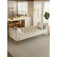 thumbnail image 6 of FFH 71" Velvet Futon, Convertible Sleeper Sofa Bed with 3-Position Adjustable Backrest, Twin-Size Sleeper Sofa with Throw Pillows, Beige, 6 of 10