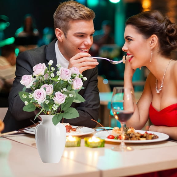 SHIMELE Artificial Mini Roses Bouquet, Silk Floral Arrangement, Decorative Faux Flowers, Wedding Bridal Bouquet, Living Room Centerpiece, Vibrant Colors