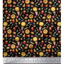 Soimoi Cotton Duck Fabric Vegetable,Burger & Pizza Food Decor Fabric Printed Yard 42 Inch Wide