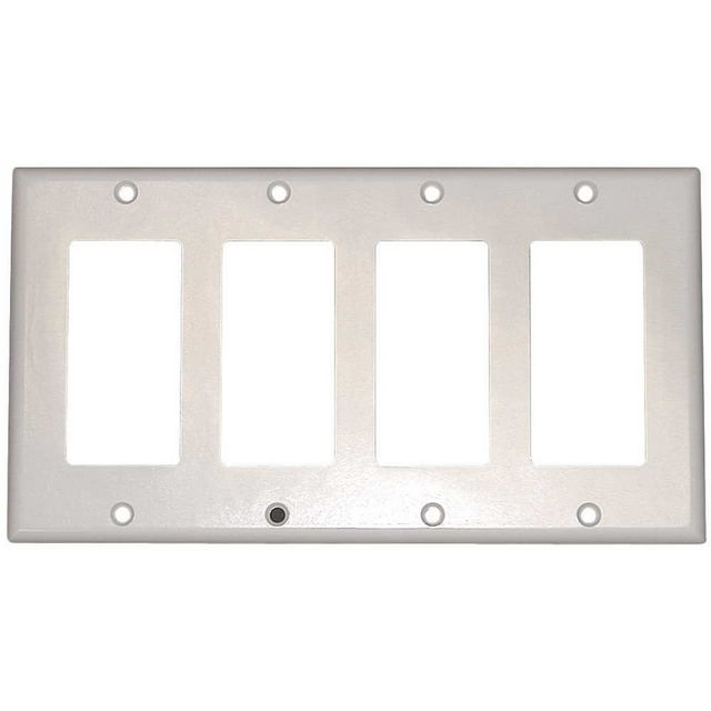 Placa de pared Decora Leviton de 4 espacios, tamaño estándar, blanc@ termoestable