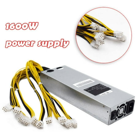 1600W 160-240V Miner Power Supply, Dedicated Mining Power Supply with 10 6Pin Cables Fast Heat Dissipation Server Power Supply for AntMiner S9/T9/S11/D9/L3 Mining Machines