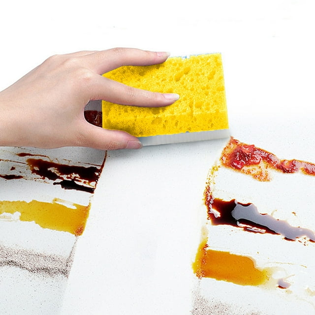 Esponjas lavavajillas de doble cara de pulpa de madera Lisbinx - Paquete de 10 - Bloques de limpieza de cocina duraderos - Alta densidad, reutilizables, multiusos - Para platos