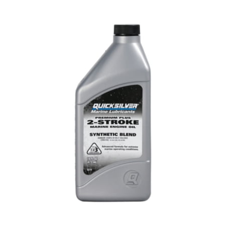 Quick Silver Quicksilver 2T Premium Plus 2-Stroke Marine Engine Oil - Synthetic Blend - TCW3 Rating, 16 oz bottle, sold by
