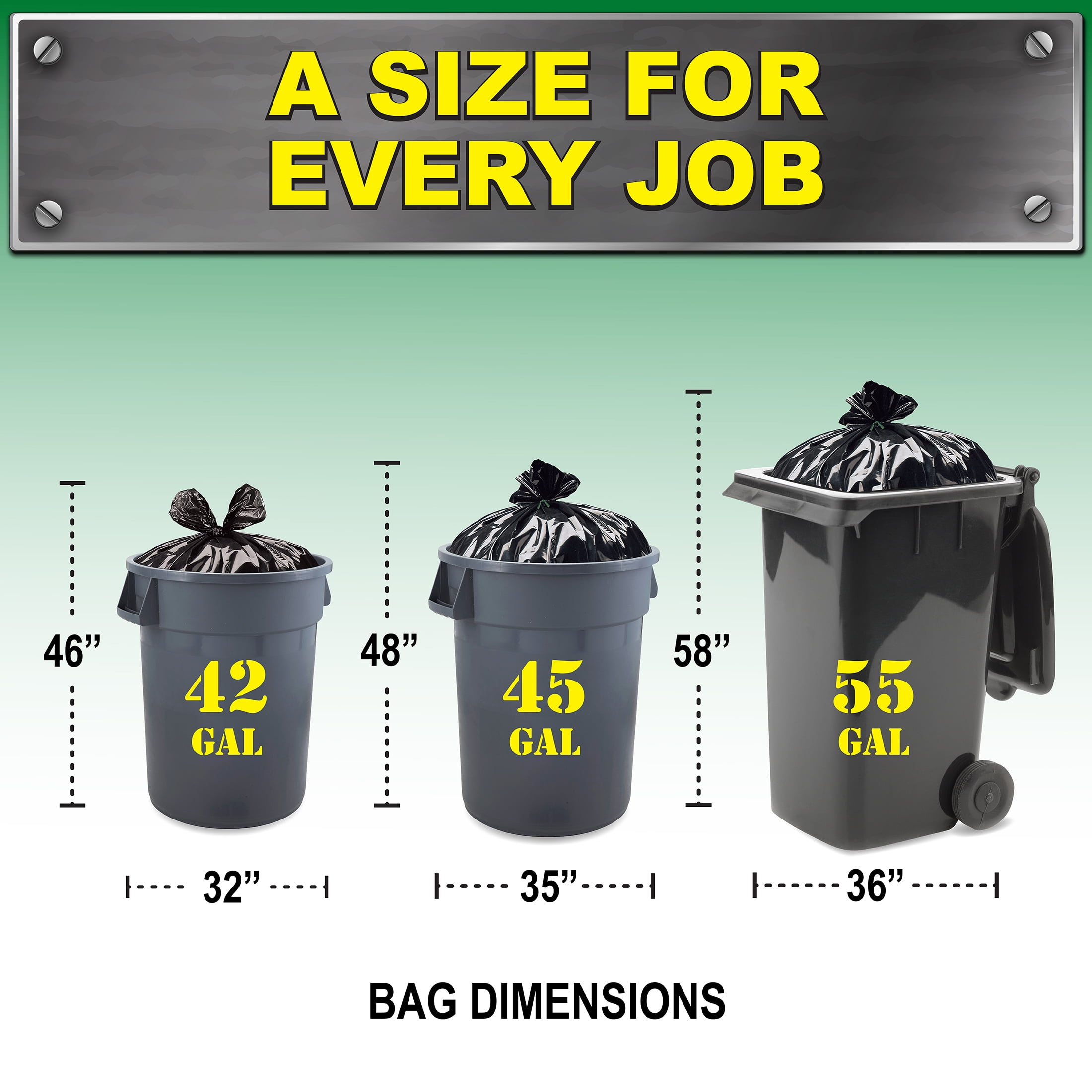 (4 pack) Brute Super Tuff Contractor Trash Bags, 45 Gallon, 20 Bags