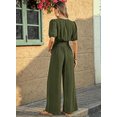thumbnail image 4 of Womens Jumpsuits Short Sleeve V Neck Dressy Casual Wide Leg Pants Romper Summer One Piece Outfits, 4 of 6