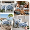 thumbnail image 5 of Blue Hydrangea Retro Outdoor Waterproof Pillow Covers, VintageBotanical Floral Blossom Decorative Square Throw Pillowcase Sofa Cushion Sham for Patio/Couch/Chair, 24"x24" 2 Pack, 5 of 8