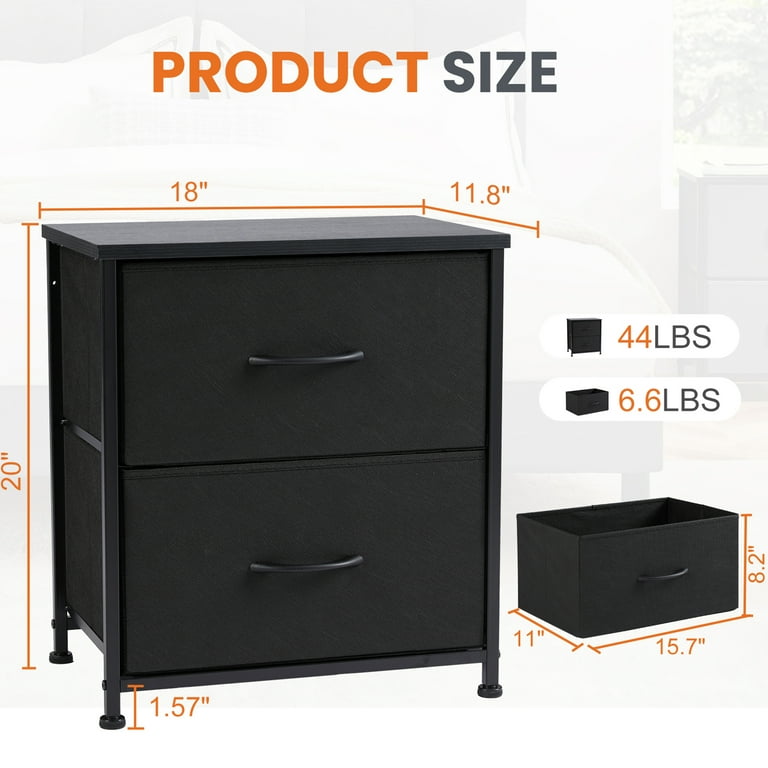 CONCETTA 2 Fabric Dresser, 20 Inch Adjustable Nightstand Feet