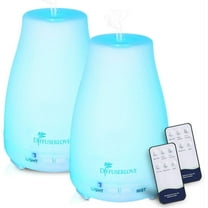Diffuserlove 200ml Essential Oil Diffuser (2Pcs) - Remote Control, 7 Color Lights & Auto Shut-Off for Home