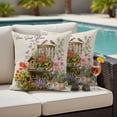 thumbnail image 4 of Spring Flowers Outdoor Waterproof Pillow Covers, Cute Rabbits Tulips Sunflowers Daisy Vintage Decorative Square Throw Pillowcase Sofa Cushion Sham for Patio/Couch/Chair, 20"x20" 2 Pack, 4 of 8