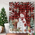 thumbnail image 4 of Christmas Snowman Shower Curtains for Bathroom, Red Snowman Berries Bird Pine Tree Red Plaid Waterproof Fabric Shower Curtain for Bathroom Bathtub Decoration, Machine Washable, 36"x72", 4 of 9