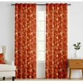 thumbnail image 2 of Vargottam Cotton Rod Pocket/Back Tab Curtains - 96" Floor-Length Drapes for Long Doors or Large Windows - Light Filtering, 3-in-1 Header - Set of 2, 52"x96" - Motif Vine Design (Orange), 2 of 8
