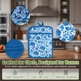 thumbnail image 4 of Howayme Ribbed Cotton Pot Holders 2-Pack Set, Blue and White Flower Printed, Heat Resistant Soft Silicone Pot Holders for Kitchen, Non-Slip Hot Pads with Hanging Loop for Housewarming Gift, 7"x9", 4 of 5