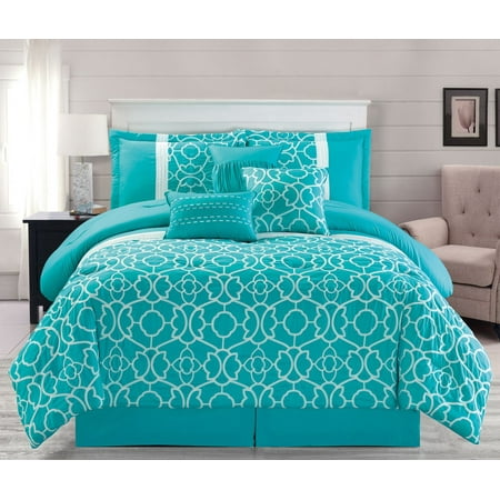 7 Piece Ladera Aqua Comforter Set Walmart Com