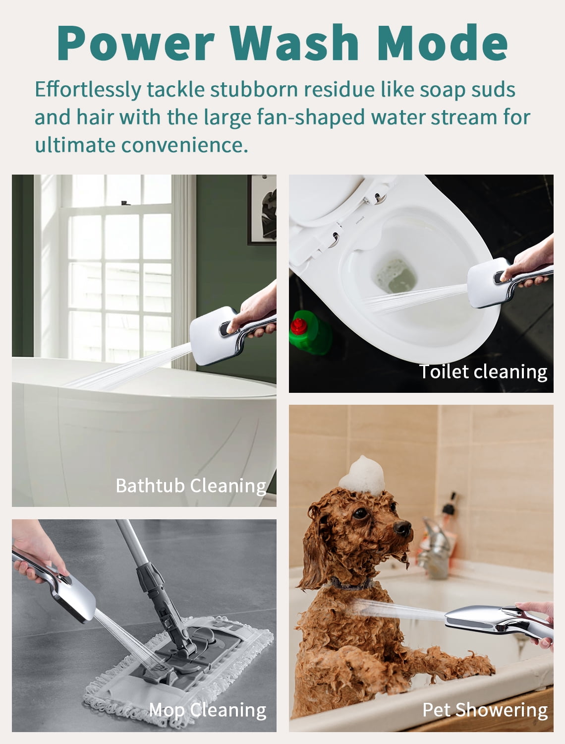 G-Promise 13 Inches Rain Shower Head with 4-Mode Wand Combo, 13 Inches Adjustable Extension Arm, 3-Way Diverter Valve and Extra Long Flexible Hose